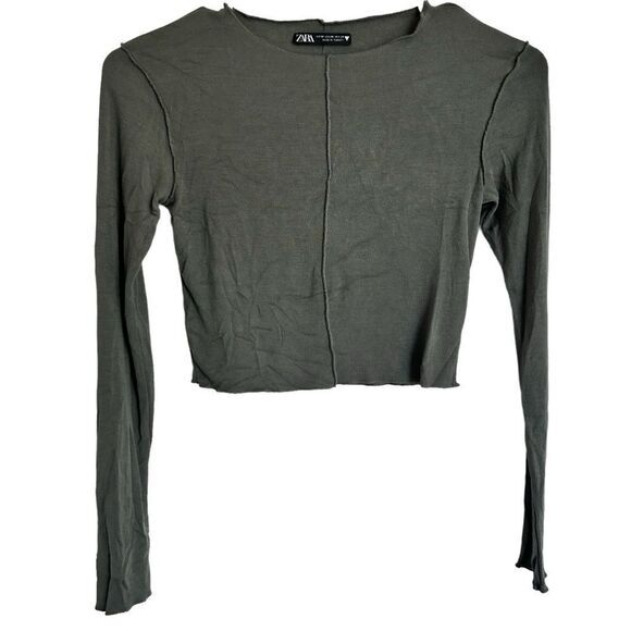 Zara Exposed Stitch long sleeve crop top lightweight size: Medium - Picture 1 of 6